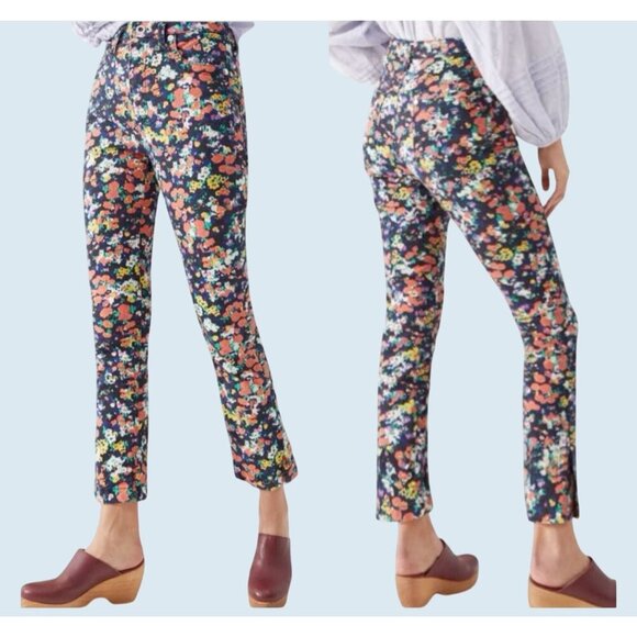 ANTHROPOLOGIE / Maeve Gardenia Floral High Rise Straight Leg Jeans Size 27 - Picture 1 of 8